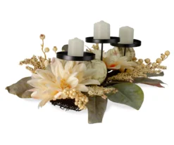 Dahlia & Pumpkin 3-Tier Candle Holder 6 Dahlia & Pumpkin 3-Tier Candle Holder -Home Furnishing Store 810484134 2