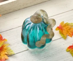 5" Turquoise Crackle Glass Pumpkin -Home Furnishing Store 810491567 A0 3