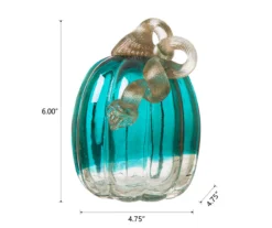 5" Turquoise Crackle Glass Pumpkin -Home Furnishing Store 810491567 A0 6