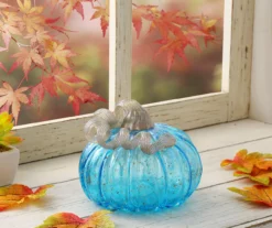 5" Blue Speckled Glass Pumpkin -Home Furnishing Store 810491578 A0 2
