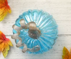 5" Blue Speckled Glass Pumpkin -Home Furnishing Store 810491578 A0 5