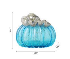 5" Blue Speckled Glass Pumpkin -Home Furnishing Store 810491578 A0 6