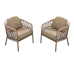 Aurora Pines All-Weather Wicker Patio Cushioned Chairs, 2-Pack