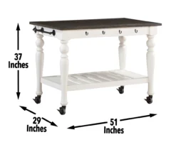 Barclay Ivory & Dark Oak Rolling Kitchen Cart -Home Furnishing Store 810495227 A7