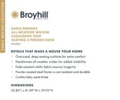 Broyhill Eagle Brooke All-Weather Wicker Cushioned Patio Sofa 33 Broyhill Eagle Brooke All-Weather Wicker Cushioned Patio Sofa -Home Furnishing Store 810498108 12