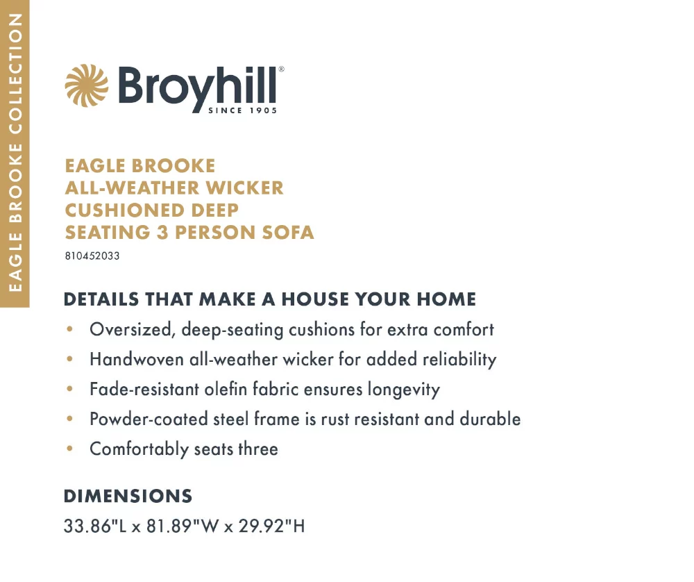 Broyhill Eagle Brooke All-Weather Wicker Cushioned Patio Sofa 15 Broyhill Eagle Brooke All-Weather Wicker Cushioned Patio Sofa - Image 15