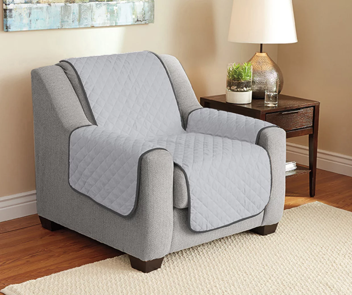 Gray Reversible Chair & Recliner Furniture Protector 2 Gray Reversible Chair & Recliner Furniture Protector - Image 2
