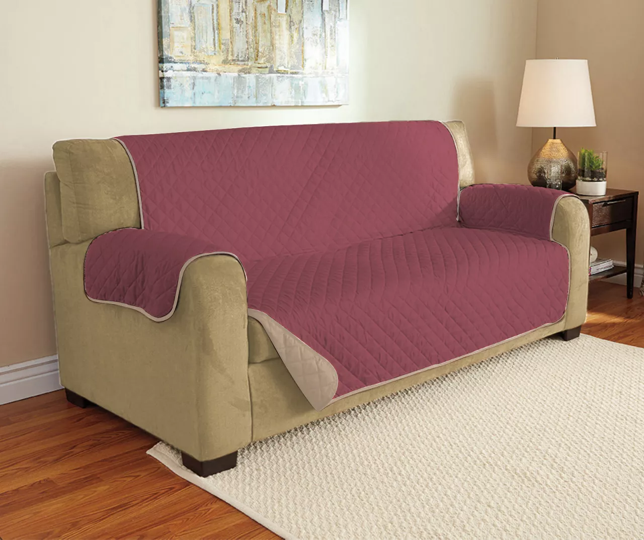 Burgundy & Taupe Microfiber Reversible Sofa Furniture Protector 1 Burgundy & Taupe Microfiber Reversible Sofa Furniture Protector