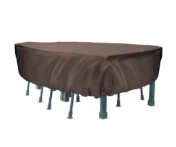 124" Mocha Heavy Duty Rectangle Patio Set Cover