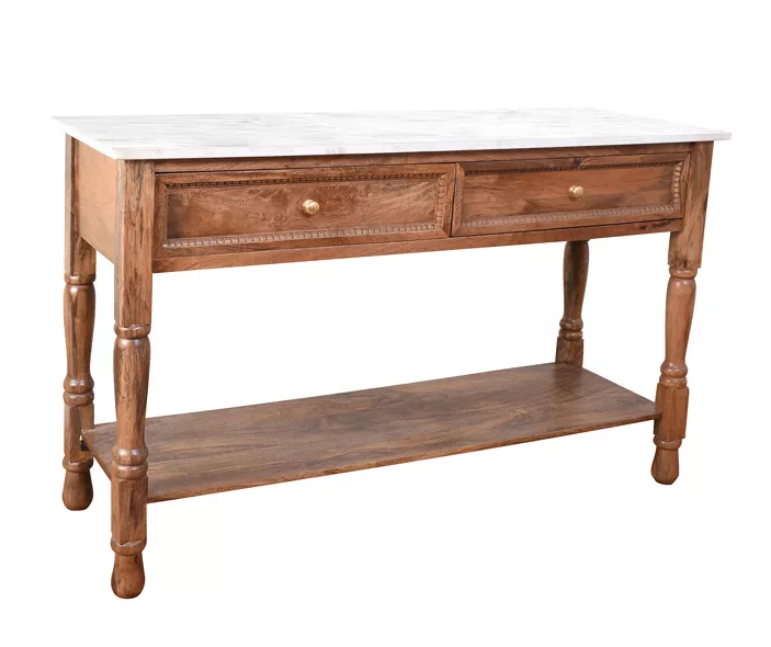 Marble & Mango Wood Console Table 2 Marble & Mango Wood Console Table - Image 2