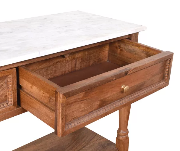 Marble & Mango Wood Console Table 6 Marble & Mango Wood Console Table - Image 6