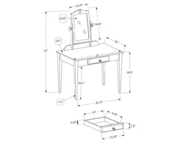 Pink Vanity Table With Mirror -Home Furnishing Store 810512906 3