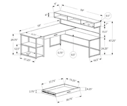 Monarch L-Shaped Corner Desk With Hutch 13 Monarch L-Shaped Corner Desk With Hutch -Home Furnishing Store 810512937 3