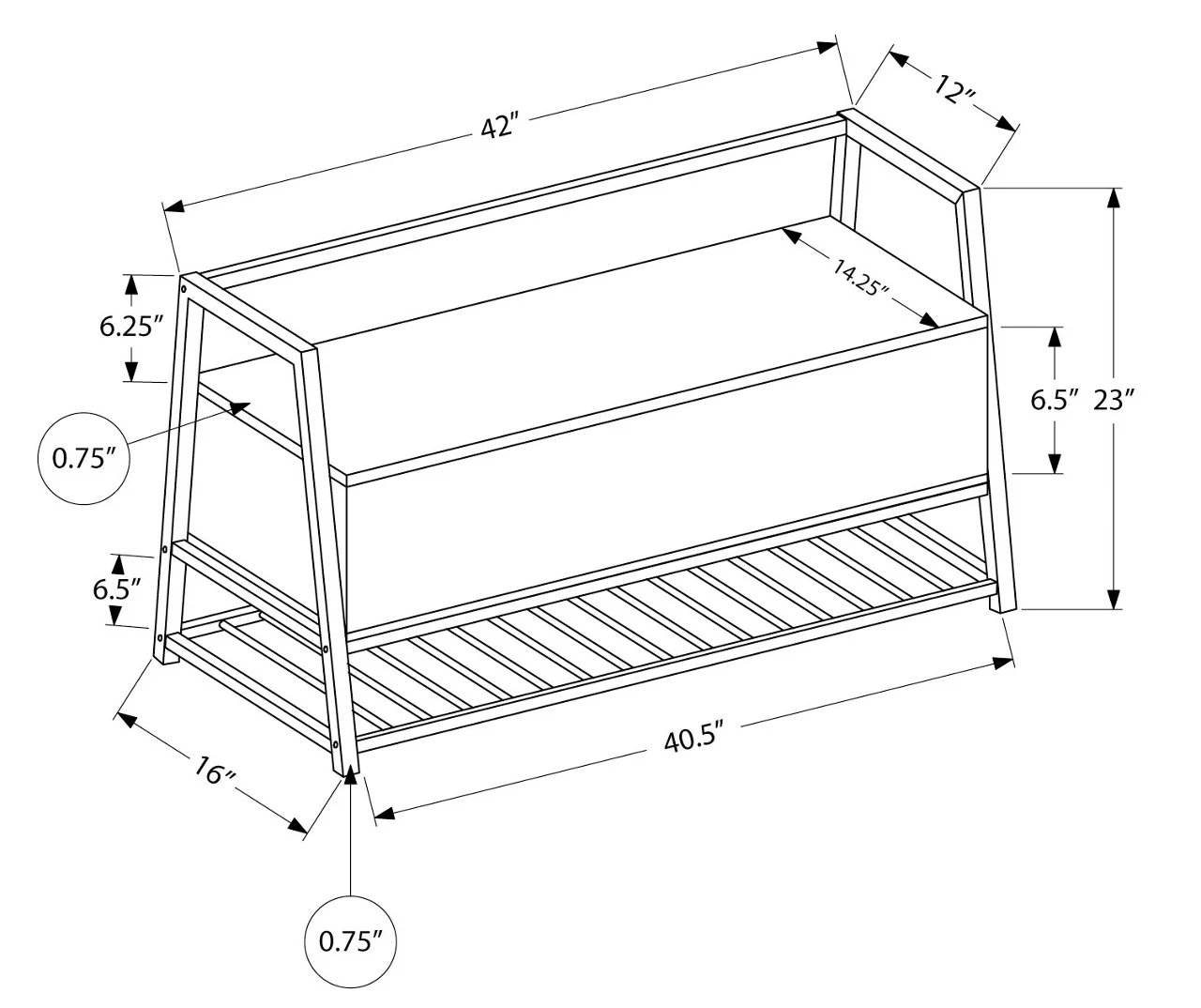 Dark Taupe Storage Bench 3 Dark Taupe Storage Bench - Image 3