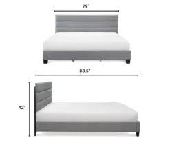 Gray Hudson King Upholstered Linen Fabric Bed -Home Furnishing Store 810513494 6