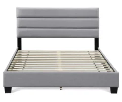 Gray Hudson Queen Upholstered Linen Fabric Bed -Home Furnishing Store 810513495 10