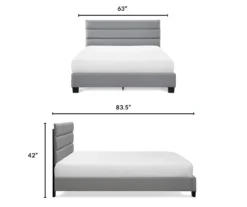 Gray Hudson Queen Upholstered Linen Fabric Bed -Home Furnishing Store 810513495 6