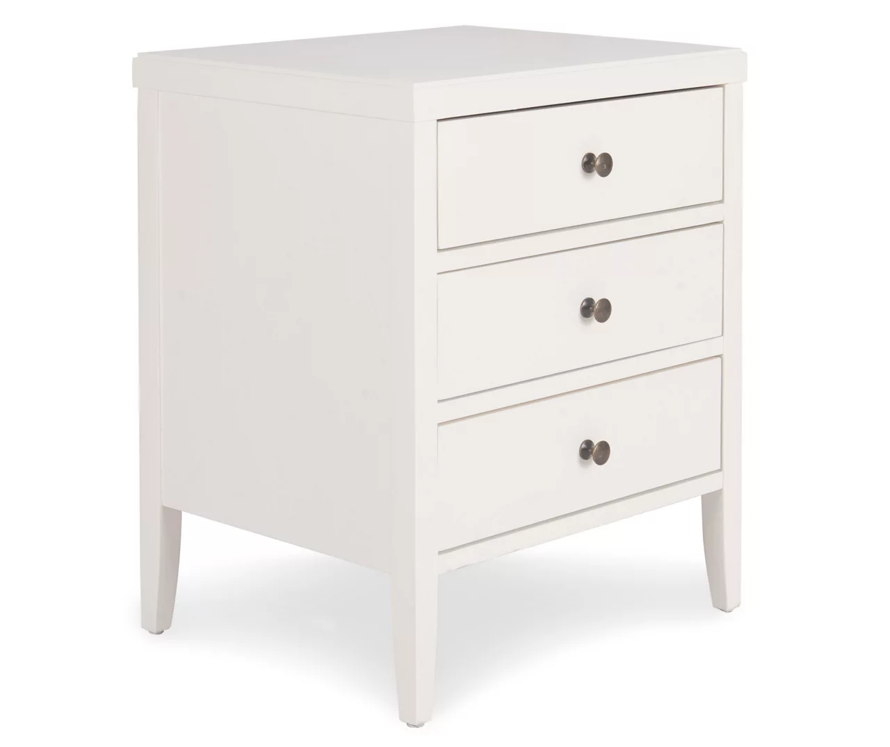 White Finley Wood 3-Drawer Nightstand 1 White Finley Wood 3-Drawer Nightstand