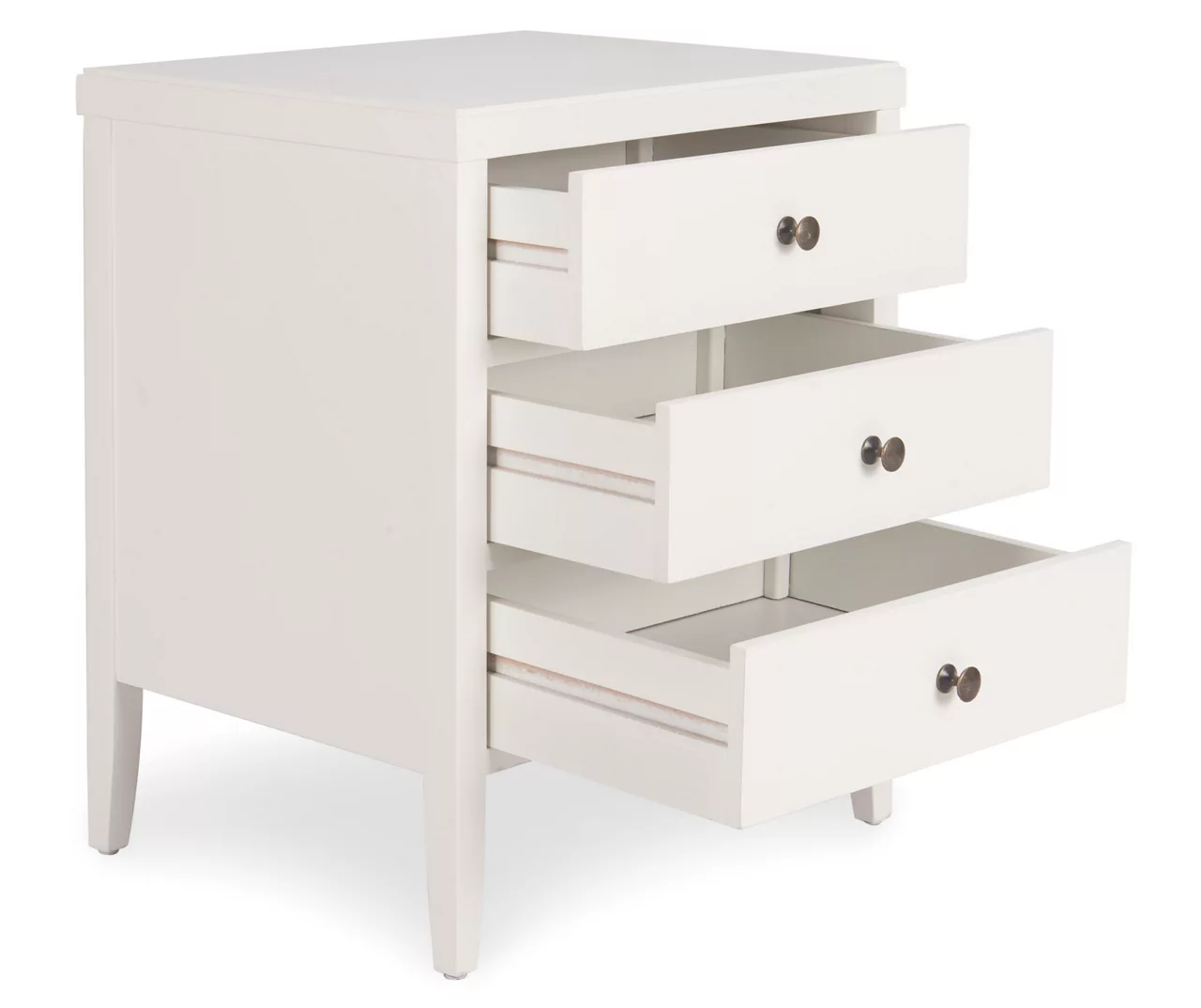 White Finley Wood 3-Drawer Nightstand 3 White Finley Wood 3-Drawer Nightstand - Image 3