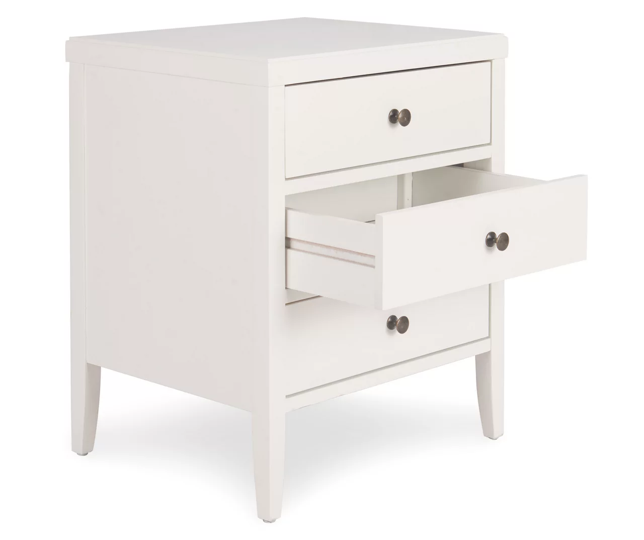 White Finley Wood 3-Drawer Nightstand 4 White Finley Wood 3-Drawer Nightstand - Image 4