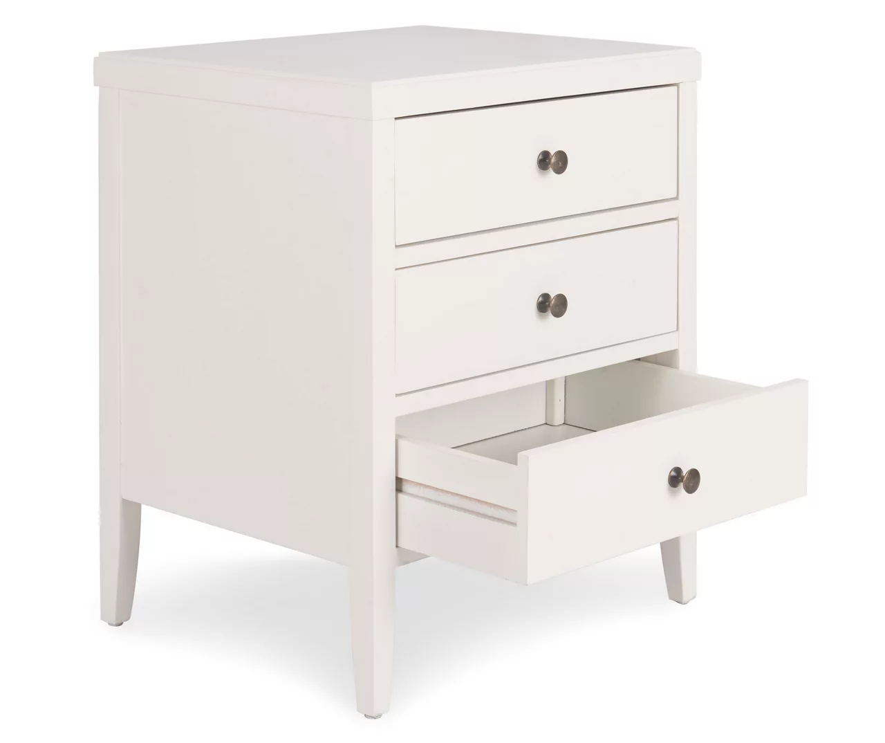 White Finley Wood 3-Drawer Nightstand 5 White Finley Wood 3-Drawer Nightstand - Image 5
