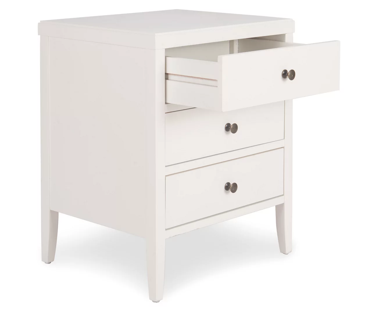 White Finley Wood 3-Drawer Nightstand 6 White Finley Wood 3-Drawer Nightstand - Image 6