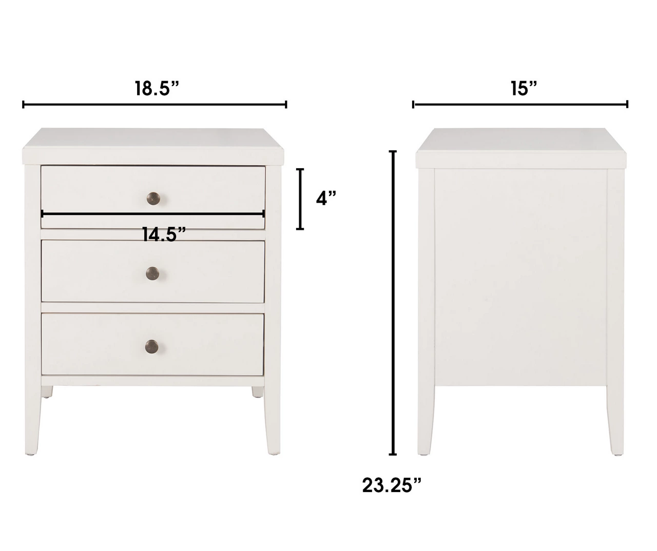 White Finley Wood 3-Drawer Nightstand 7 White Finley Wood 3-Drawer Nightstand - Image 7