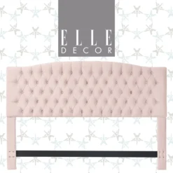 French Blush Pink Celeste Upholstered King Headboard -Home Furnishing Store 810513528