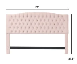 French Blush Pink Celeste Upholstered King Headboard -Home Furnishing Store 810513528 3
