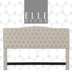 Beige Celeste Upholstered Linen King Headboard -Home Furnishing Store 810513532