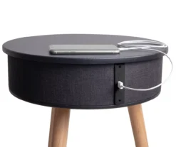 Black End Table With Bluetooth Speaker & USB Port 8 Black End Table With Bluetooth Speaker & USB Port -Home Furnishing Store 810513609 2
