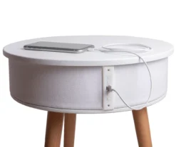 White End Table With Bluetooth Speaker & USB Port -Home Furnishing Store 810513610 2