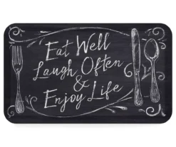 Real Living "Eat Well" Black & White Chalk Print Soft Step Kitchen Mat