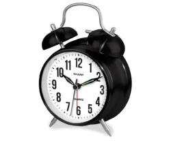 Sharp Black & Silver Twin Bell Alarm Clock -Home Furnishing Store 810514647 21