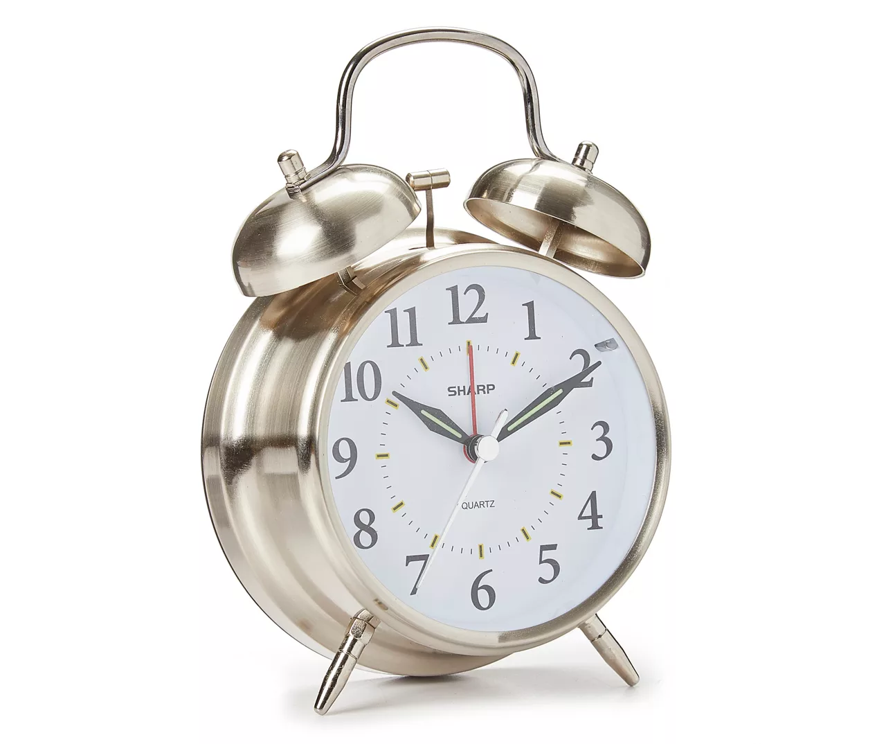 Sharp Brushed Nickel Twin Bell Alarm Clock 2 Sharp Brushed Nickel Twin Bell Alarm Clock - Image 2