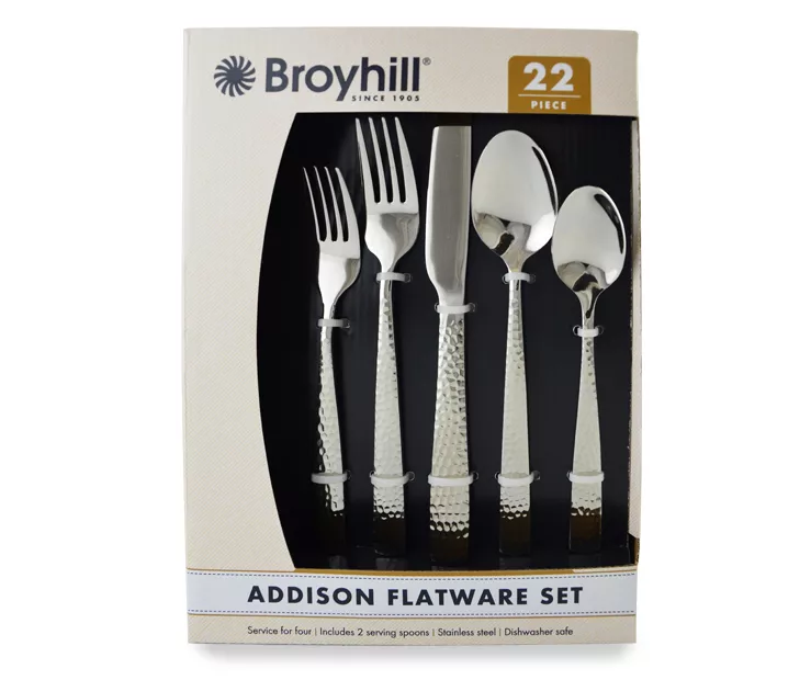 Addison Hammered 22-Piece Flatware Set 1 Addison Hammered 22-Piece Flatware Set