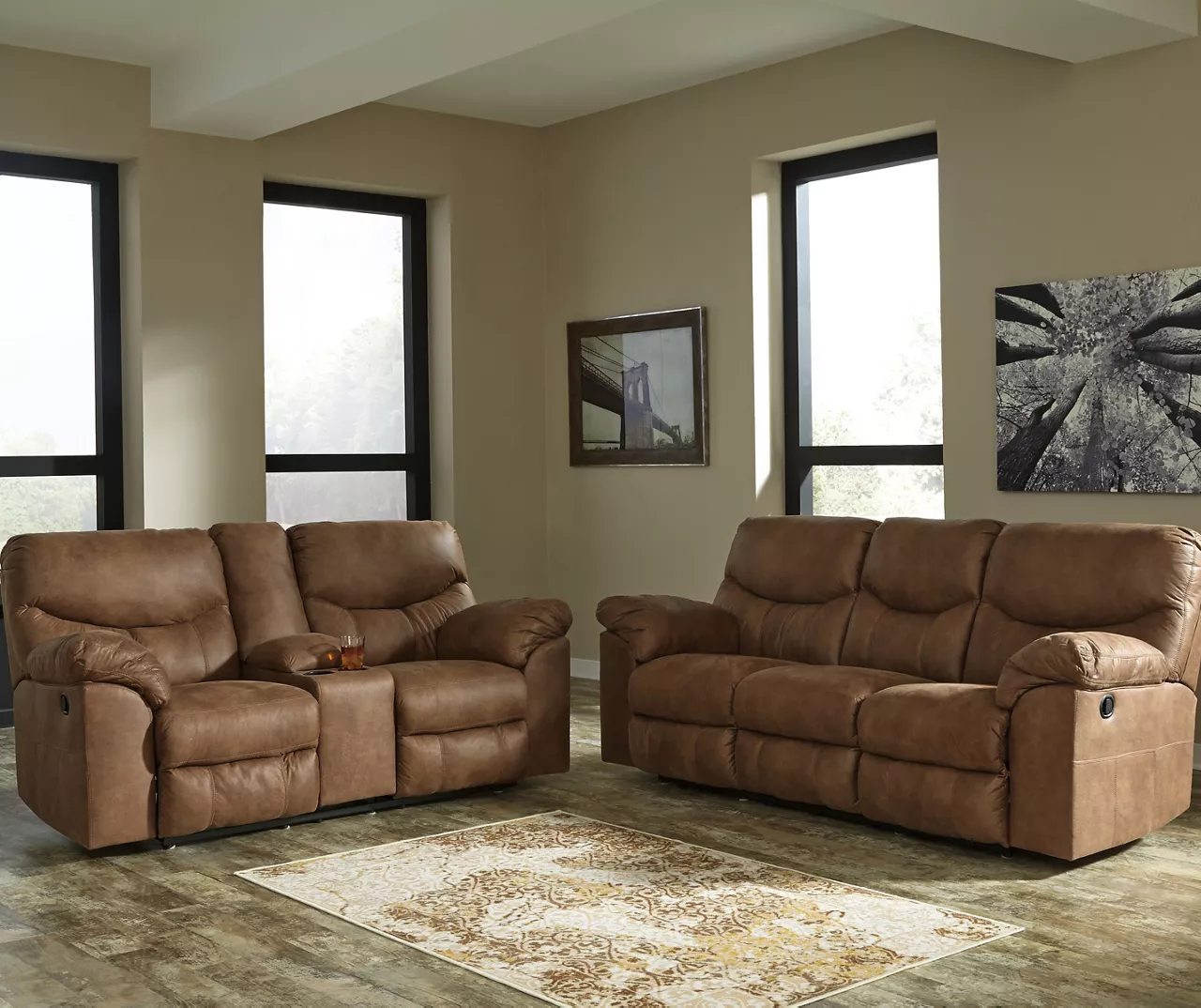Boxberg Bark Faux Leather Reclining Sofa 2 Boxberg Bark Faux Leather Reclining Sofa - Image 2