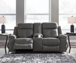 Jesolo Gray Reclining Console Loveseat -Home Furnishing Store 810519670 2