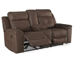 Jesolo Coffee Brown Reclining Console Loveseat -Home Furnishing Store 810519673 1
