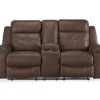 Jesolo Coffee Brown Reclining Console Loveseat
