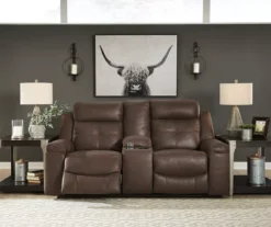 Jesolo Coffee Brown Reclining Console Loveseat -Home Furnishing Store 810519673 2