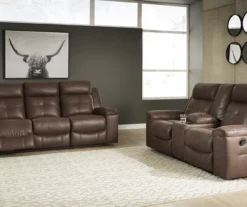 Jesolo Coffee Brown Reclining Console Loveseat -Home Furnishing Store 810519726 810519673 1 1