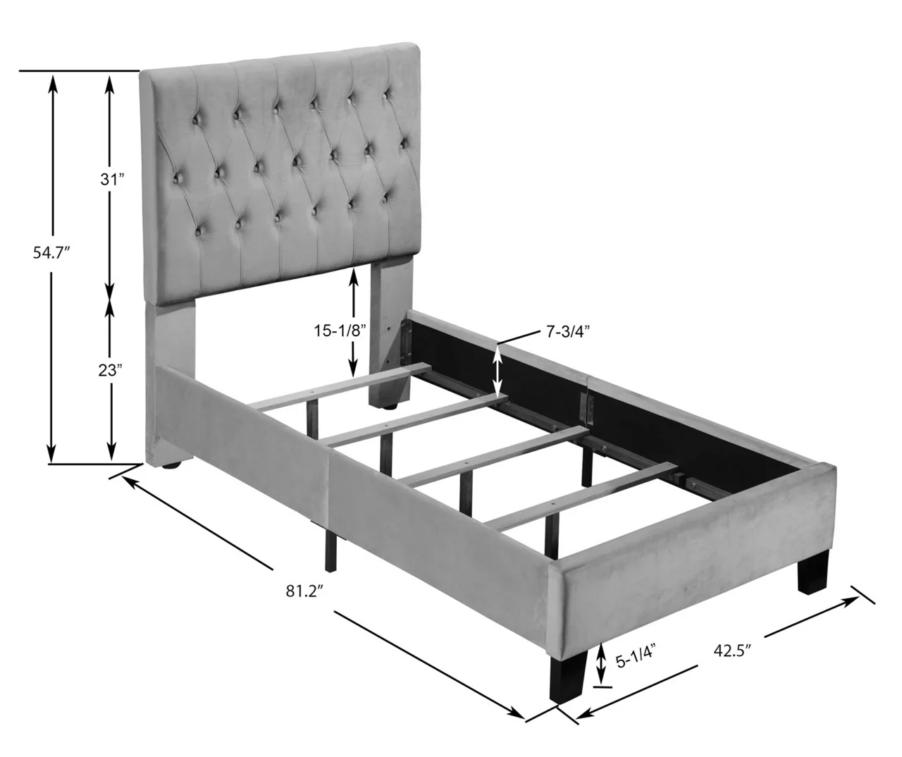 Decatur Navy Twin Upholstered Bed 11 Decatur Navy Twin Upholstered Bed - Image 11