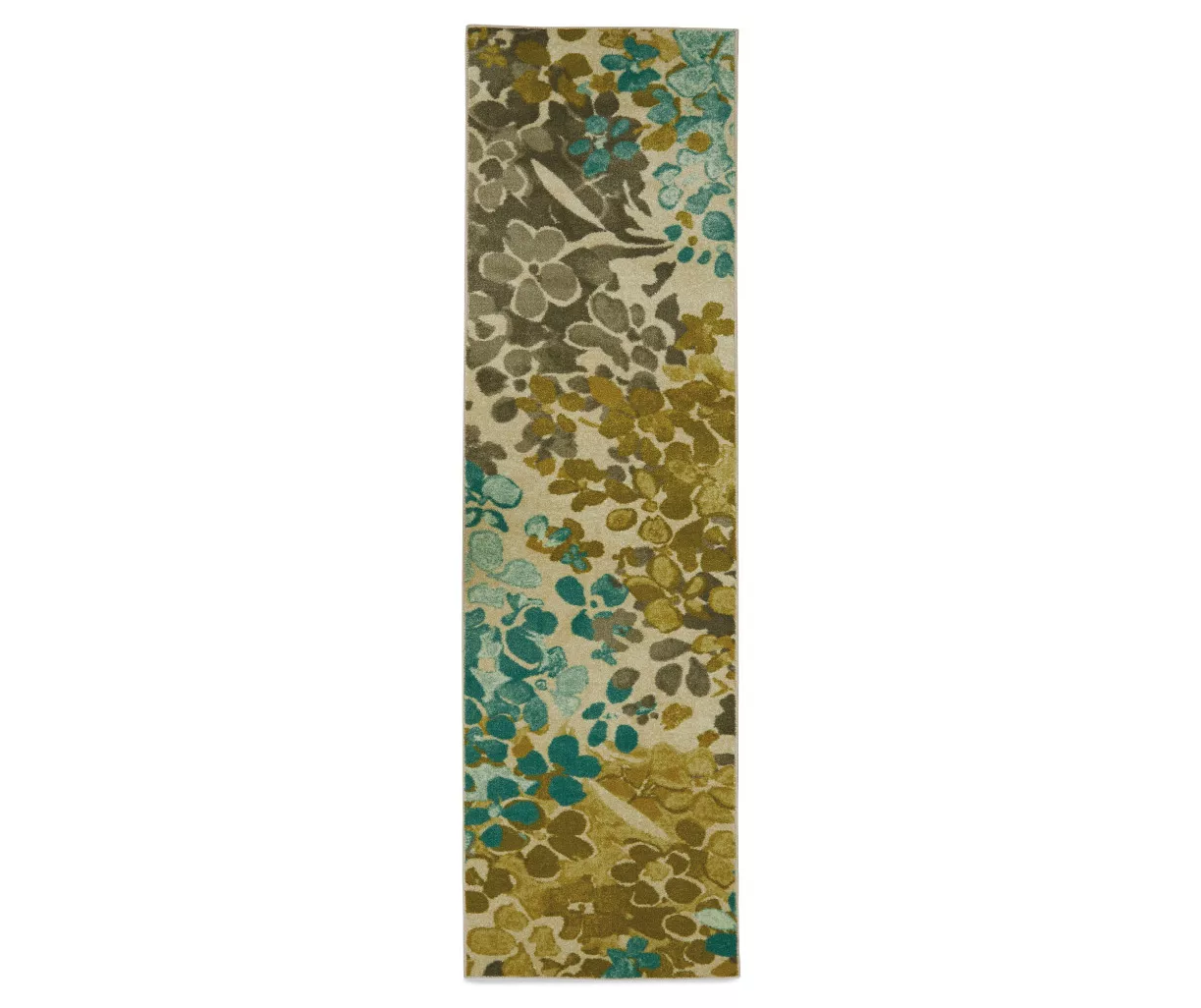 Radiance Aqua Floral Runner, (2' X 8') 1 Radiance Aqua Floral Runner, (2' X 8')