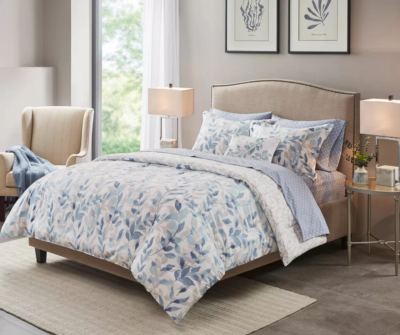 Leisha Blue Twin 6-Piece Reversible Comforter Set 3 Leisha Blue Twin 6-Piece Reversible Comforter Set - Image 3