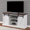 60" Dark Brown & White Barn Door TV Stand