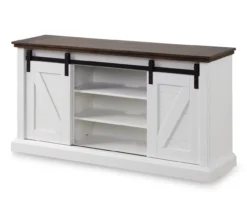 60" Dark Brown & White Barn Door TV Stand 5 60" Dark Brown & White Barn Door TV Stand -Home Furnishing Store 810523487 3