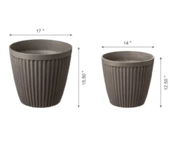 Stone Round Vertical Stripe 2-Piece Plastic Planter Set -Home Furnishing Store 810525066 5