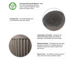 Stone Round Vertical Stripe 2-Piece Plastic Planter Set -Home Furnishing Store 810525066 6