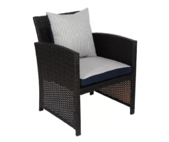 New Products 4 Navy Blue Tick Stripe 4-Piece Reversible Deluxe Outdoor Chair Cushions Set